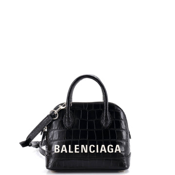 Balenciaga Logo Ville Bag Crocodile
