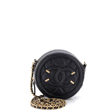 Chanel Filigree Round Clutch With Chain