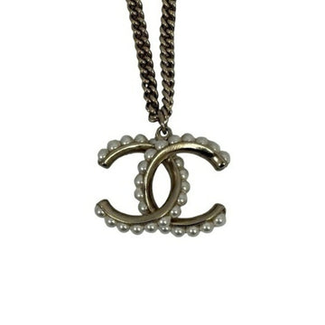 Chanel Cc Logo Pendant Necklace Gold-