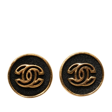 Chanel Cc Logo Round Stud Earrings Gold-