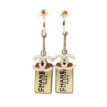 Chanel Cc Logo Earrings Gold-Tone Metal