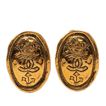 Chanel Cc Logo Oval Clip-On Earrings