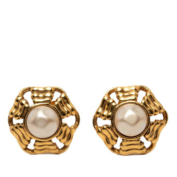 Chanel Pearl Clip-On Earrings Gold And