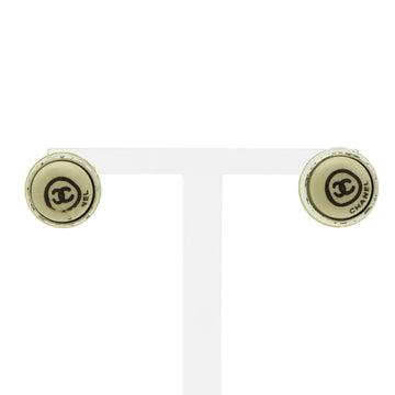 Chanel Cc Logo Round Earrings Silver-