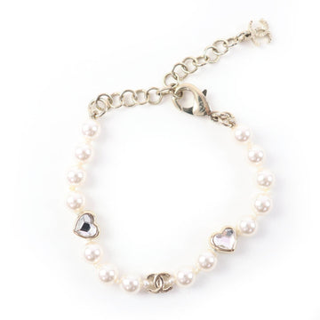Chanel Cc Logo Heart Bracelet Metal