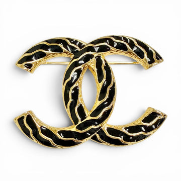 Chanel Cc Logo Brooch Gold-Tone Metal