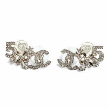 Chanel Cc Logo Clover Earrings Sterling
