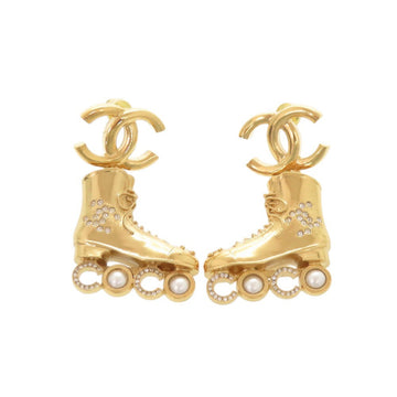 Chanel Cc Logo Earrings Gold-Tone Metal