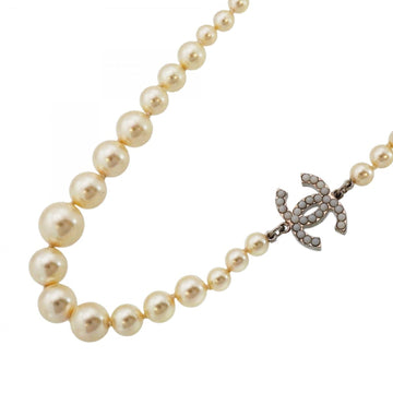 Chanel Cc Logo Pendant Necklace Silver-