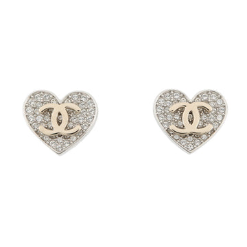 Chanel Cc Logo Heart Earrings Gold-Tone