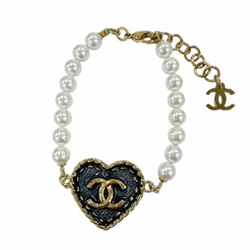 Chanel Cc Logo Heart Bracelet Metal