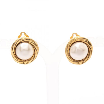 Chanel Pearl Clip-On Earrings Artificial