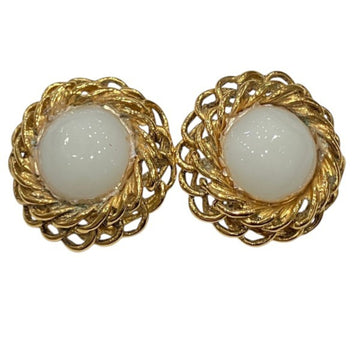 Chanel Vintage Earrings Pearl Gold-Tone
