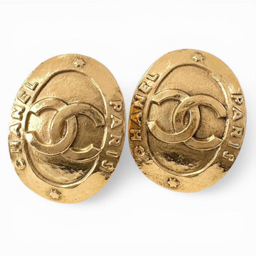 Chanel Cc Logo Oval Clip-On Earrings