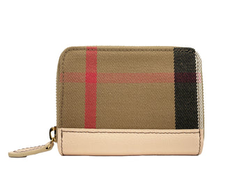 Burberry Mn Zip Around Check Coin Wallet