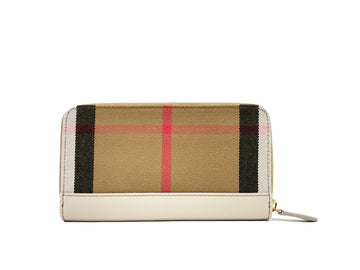 Burberry Check Large Zip Around Wallet