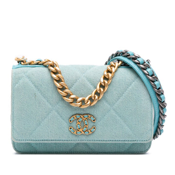 Chanel 19 Wallet On Chain Quilted Denim
