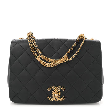 Chanel Lambskin Quilted Chain To Flap