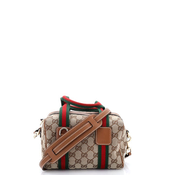 Gucci Web Boston Bag Gg Canvas Mini