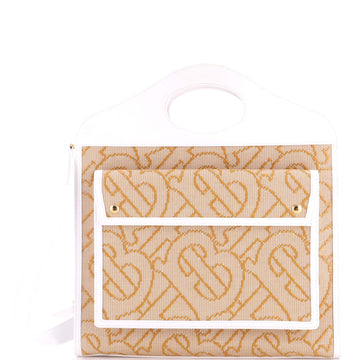 Burberry Logo Pocket Tote Woven Raffia