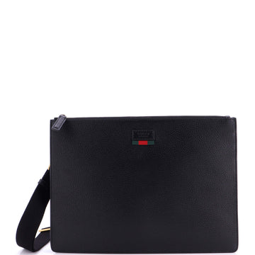 Gucci Web Strap Front Zip Messenger Bag