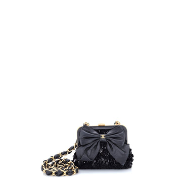 Chanel Bow Frame Clutch With Chain