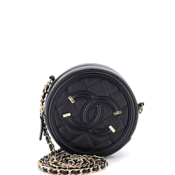Chanel Filigree Round Clutch With Chain