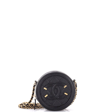 Chanel Filigree Round Clutch With Chain