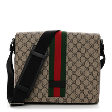 Gucci Gg Supreme Web Flap Messenger Bag