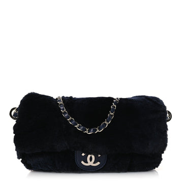 Chanel Lapin Rabbit Fur Flap Blue