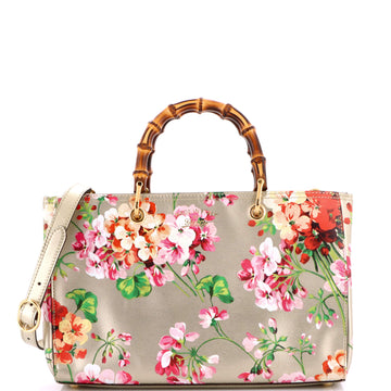 Gucci Bamboo Shopper Tote Blooms Print