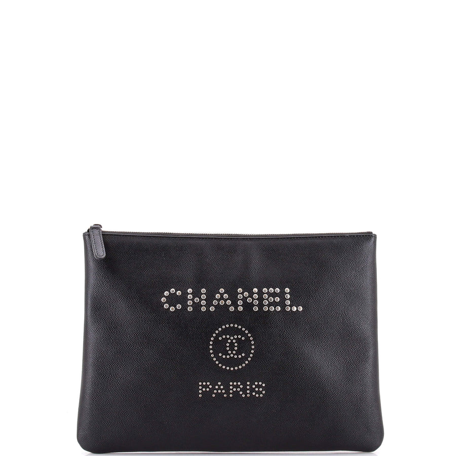 Chanel Deauville Pouch Studded Caviar