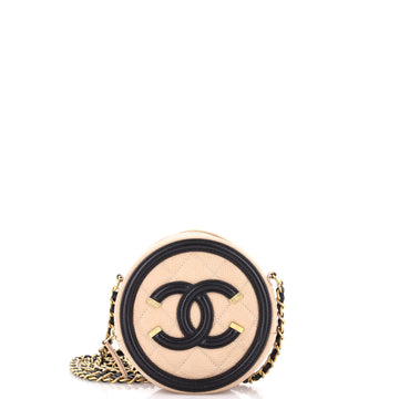 Chanel Filigree Round Clutch With Chain