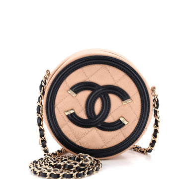 Chanel Filigree Round Clutch With Chain