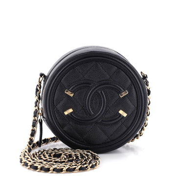 Chanel Filigree Round Clutch With Chain
