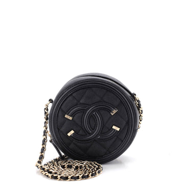 Chanel Filigree Round Clutch With Chain