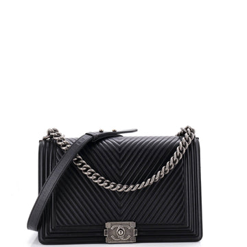 Chanel Boy Flap Bag Chevron Calfskin New