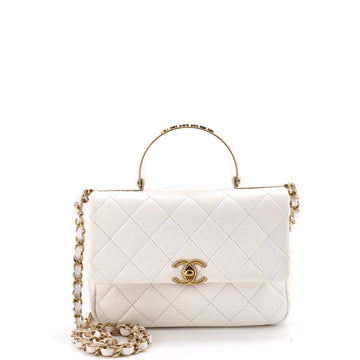 Chanel Logo Quilted Metal Top Handle