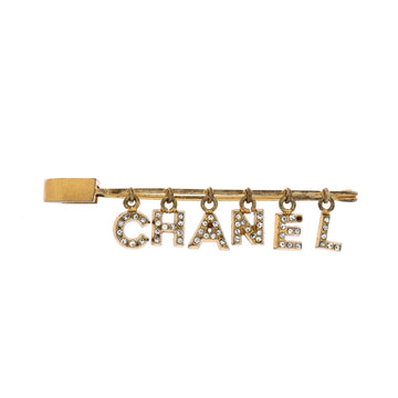 Chanel Logo Safety Pin Brooch Metal With