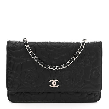 Chanel Lambskin Camellia Embossed Wallet