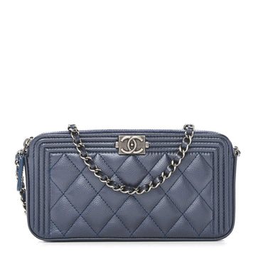 Chanel Metallic Caviar Quilted Small Boy