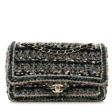 Chanel Tweed Braid Medium Flap Turquoise