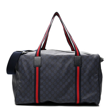 Gucci Gg Medium Web Duffle Bag Dark Blue