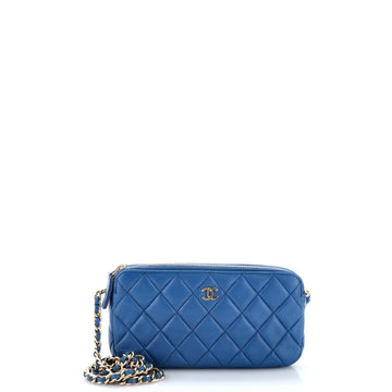 Chanel Double Zip Clutch With Chain