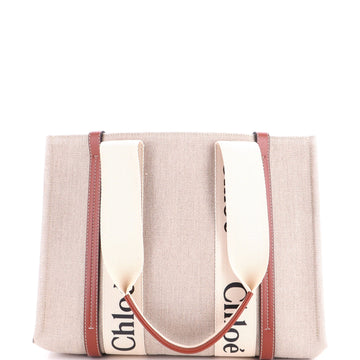Chloe Woody Tote Canvas With Leather