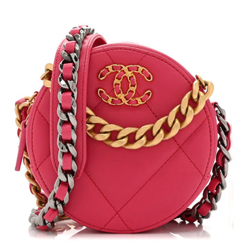 Lambskin Quilted Chanel 19 Round Clutch