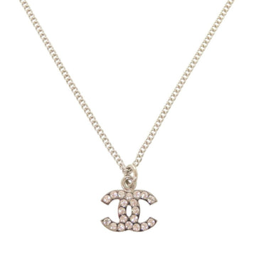 Chanel Cc Logo Pendant Necklace Silver-