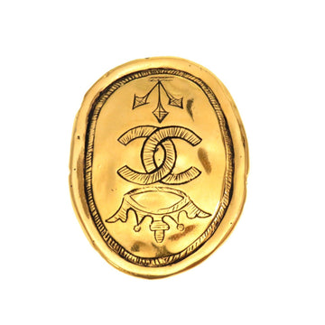 Chanel Cc Logo Brooch Gold-Tone Metal