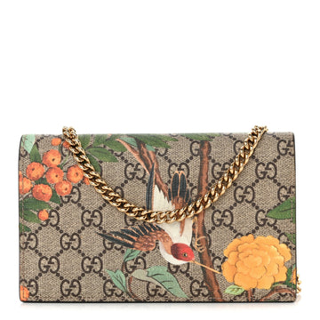 Gucci Gg Supreme Tian Chain Wallet Beige