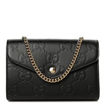 Gucci Calfskin Gg Debossed Chain Wallet